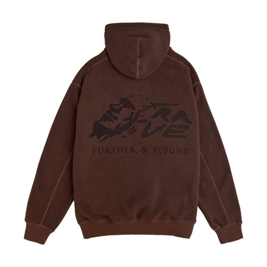 F&B polar fleece hoodie dark brown