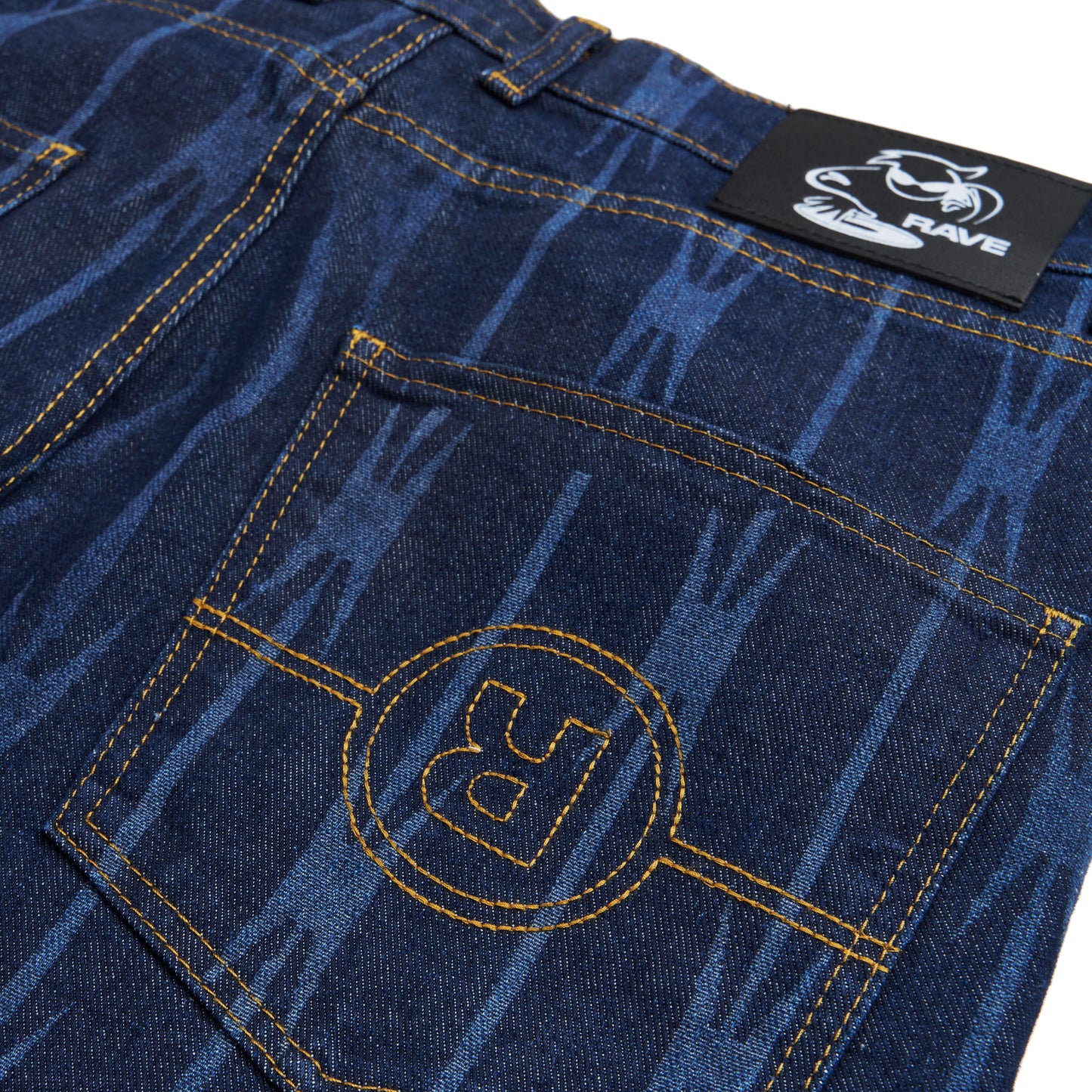 GROS DENIM blue laser engraved