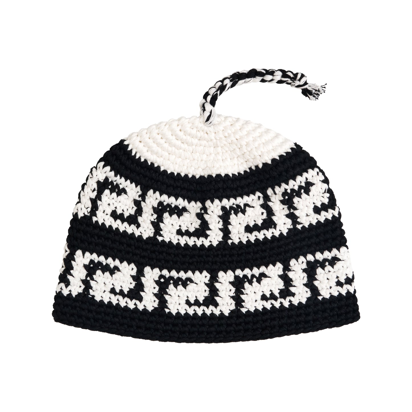 BrBr crochet beanie black white